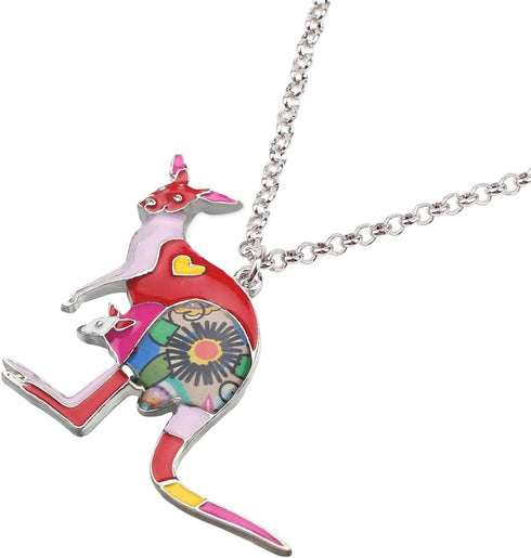 Bonsny Enamel Zinc Alloy Australia Kangaroo Choker Necklace Chain Pendant Fashion Animal Jewelry For Women Girl Charm Gift...