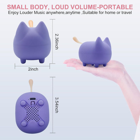 2PCS Cute Bluetooth Speaker, Mini Cat Portable Wireless Speakers with Stereo Sound, Built-in Mic, Dual Pairing,40H Playtime for Room, Desk Decor, ...