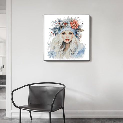 ITSTITCH Stamped Cross Stitch Kits - Full Set of Embroidery for Beginners or Adults,14 CT 2 Strands DIY Angel of Winter Patterns Counted Arts Craf...