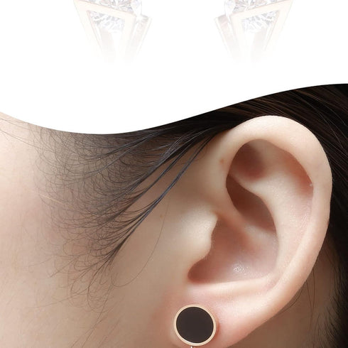 Women's Earrings,18K Rose Gold Plated Earrings Women with Double Titanium Steel Triangular and Zirconia, Nice Women Earrings Gift...