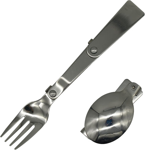Maydahui 2PCS Folding Spoon and Fork SUS 18/10?304?Stainless Steel Spork Portable Camping Cutlery Multi-Functional Foldable Fruit Forks for Outdoo...