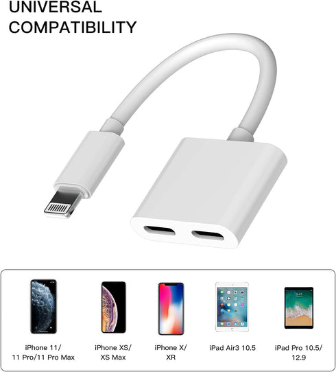 2pack,Compatible for iPhone Headphone Adapter Double Compatible with Lightning Port to Audio Jack and Charger Earphone Charging Splitter 11 12Mini...