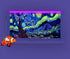 48X24IN Blacklight Vincent Van Gogh Black Light Aquarium Background, UV Fish Tank Background Art Star Oil Painting Terrarium Background with 10 EV...