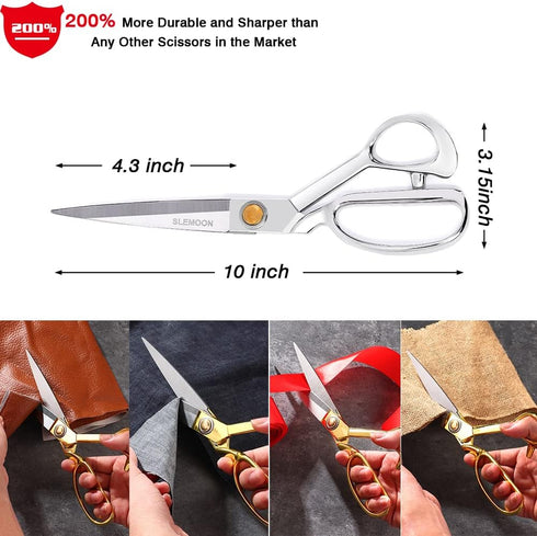 10" Sewing Scissors,Heavy Duty Tailor Scissors Shears for Fabric,Leather,Raw Materials,Dressingmaking,Altering-Professional Upholstery Shears for ...