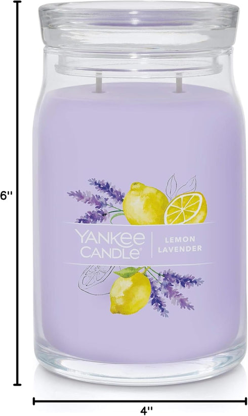 Yankee Candle Lemon Lavender Scented, Signature 20oz Large Jar 2-Wick Candle, Over 60 Hours of Burn Time...