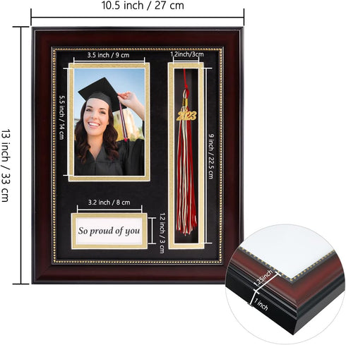 GraduatePro Graduation Picture Frame with Tassel Holder Shadow Box Graduation Decoration Gift-So Pround of You, Mahogany 4x6 Photo Frame...