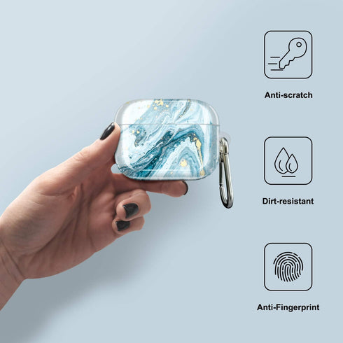 JIAXIUFEN Compatible with AirPods Pro 2019 / Airpods Pro 2nd Generation Case Cover Gold Sparkle Glitter Marble Design Cute Full Protective Silicon...