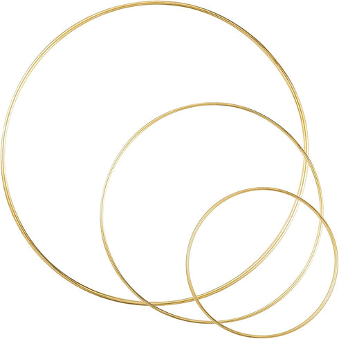 3 Pack Large Metal Floral Hoop Wreath Macrame Gold Hoop Rings(6 Inch8 Inch10 Inch) for Making Wedding Wreath Decor and DIY Dream Catcher Wall Hang...