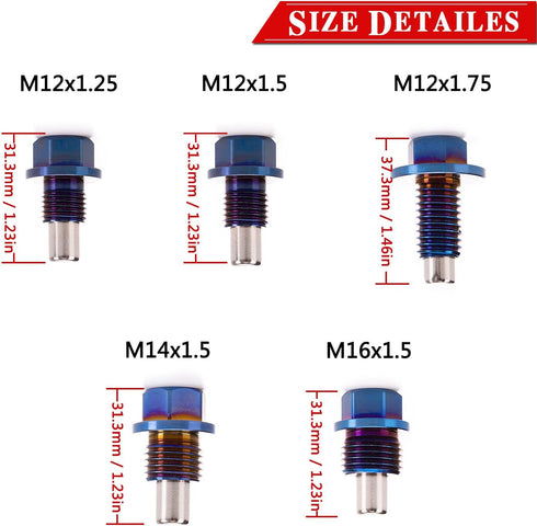 M12 x 1.25 titanium alloy Engine Oil Drain Plug with Neodymium Magnet, Copper Crush Washer Compatible Lexus,Toyota, Nissan, Infiniti...