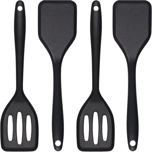 Silicone Small Serving Spatula Set of 4, Mini Silicone Spatula Turner for Kitchen Use, Small Silicone Spatulas for Egg, Steak, Pancake...
