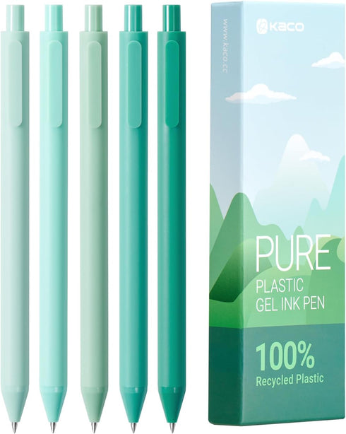 Kaco PURE Eco Friendly Gel Ink Pen 100% Recycled Plastic 5 Pieces Aesthetic Pens School Office Stationery...