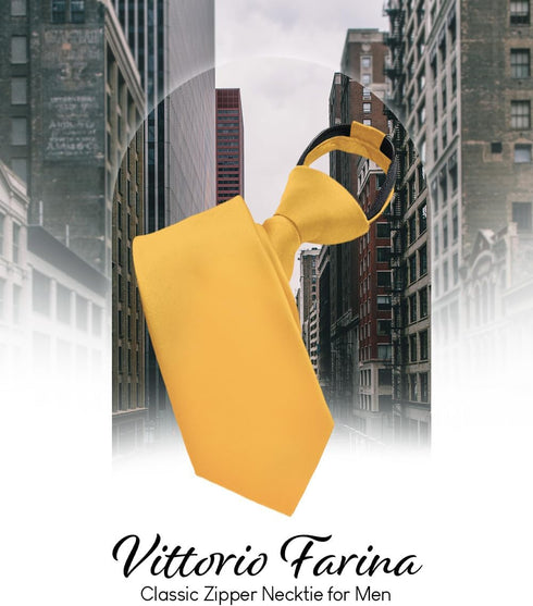 Vittorio Farina Solid Satin Zipper Ties for Men - Men's Fashion Accessories - Tie for Any Occasion...