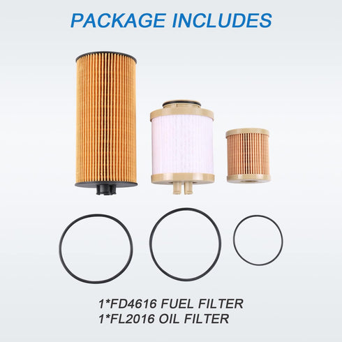 CARMOCAR FD4616 Fuel Filter and FL2016 Oil Filter Replacement for 2003-2007 Ford F250 F350 F450 F550 Super Duty 6.0L 2003-2005 Excursion 6.0L 3C3Z...