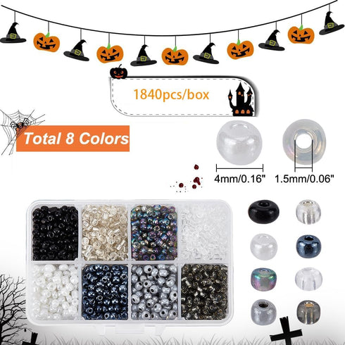PH PandaHall 1840 Pcs 6/0 4mm 8 Colors Glass Seed Beads Lined Pony Bead Waist Beads Tiny Spacer Czech Beads for Earring Bracelet Necklace Key Chai...