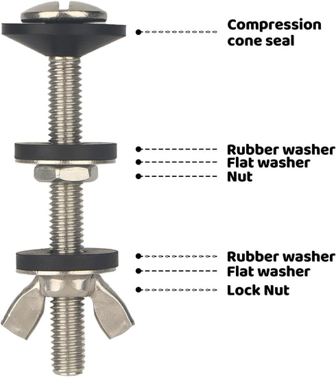 Universal Toilet Tank to Bowl Gasket & Tank to Bowl Bolts, 2 Kind Gasket and 4 Pieces 5/16 * 3.15 Inch Toilet Tank Bolts, Fit Most 2-Inch and 3-In...