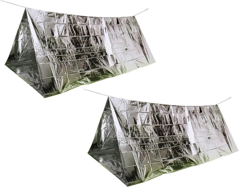 Emergency Survival Tent 2 Person Waterproof Reflective, Thermal Space Blanket for Camping, Life Saving Equipment, Outdoor Mountain Shelter (2 Pack...