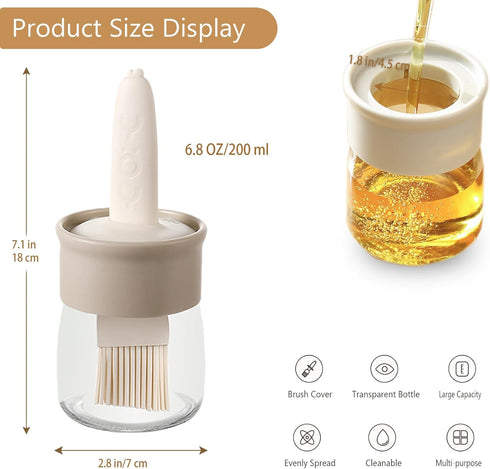 Sauce and Oil Bottle with Silicone Brush for Cooking BBQ Kitchen - 6.8oz...