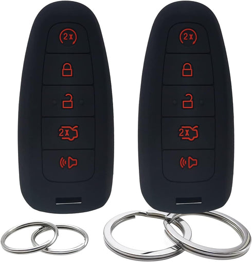 GFDesign 2 Pcs Silicone 5 Buttons Key Fob Cover Remote Case Keyless Protector Compatible with Ford C-Max Edge Escape Expedition Explorer Flex Focu...
