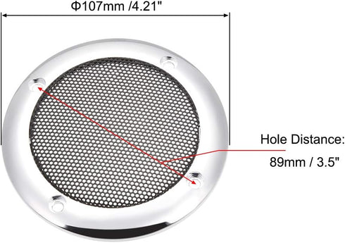 uxcell Speaker Grill Cover 107mm Diameter Mesh Decorative Circle Subwoofer Guard Protector, Diagonal Screw Hole Spacing 89mm Silver...