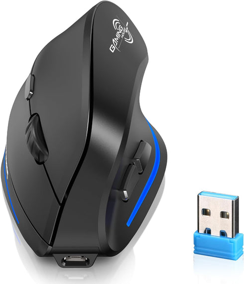 ECHTPower Ergonomic Wireless Mouse, Vertical Mouse with Adjustable DPI 2400/1600/1000, Rechargeable Mice with LED Light, Ergo Mouse for Laptop/PC/...