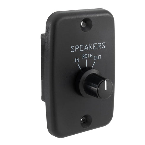 RecPro RV Speaker Switch 3-Position Control Panel | Labeled Twist Knob | Play Audio from Inside, Outside, or Both | Interior/Exterior Music and So...