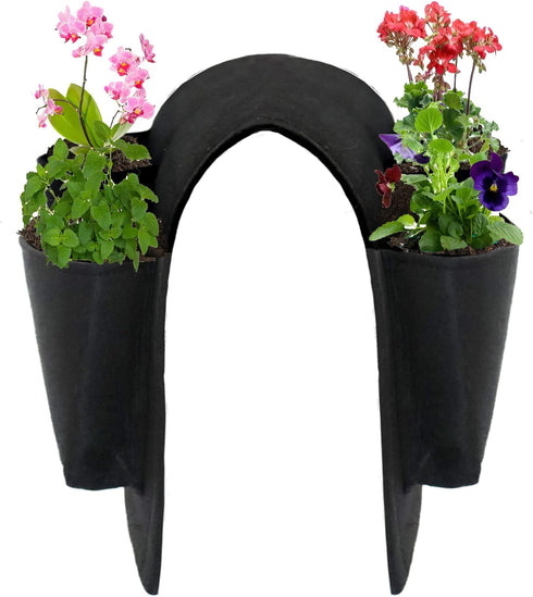 Hanging Railing Planter, 4 Pocket Vertical Planter Garden Plant Hanger Grow Bags, Both Sides Fence Fabric Hanging Planter Bag for Salads, Herbs, a...