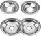 4 Pack Chrome Reflector Bowls Universal Drip Pan Kits Gas Stove Burner Rings Compatible for Whirlpool W10278125 W10196405 W10196406
