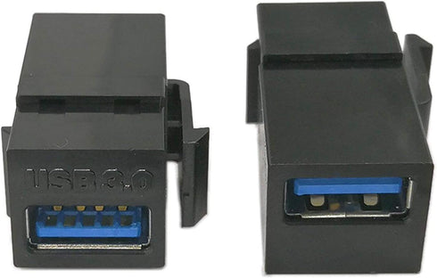 USB 3.0 Keystone Jack Inserts, Haokiang (2-Pack) USB 3.0 Adapters Female to Female Coupler Insert Connector for Wall Plate Outlet Panel-Black...