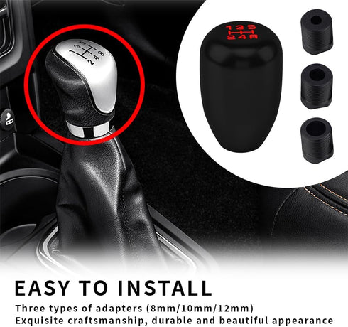 Car Gear Shift Knobs, Manual Transmission Shift Knob, 5 Speed Car Stick Shift Knob with Adapter, Aluminum Alloy Shift Lever Knob, Universal Automa...
