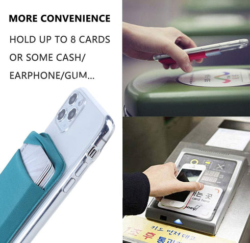 3Pack Cell Phone Card Holder Pocket for Back of Phone,Stretchy Stick on Wallet Credit Card ID Case Pouch Sleeve Self Adhesive Sticker with Flap fo...