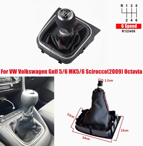 Malcayang 6 Speed Shift Knob Boot Kit for Golf 5 6 MK5 MK6 R32 GTD GTI 2004-2009 Scirocco Octavia...