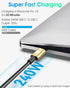 240W Type C to Type C Fast Charging Cable - USB C Cable for iPhone 15, MacBook Pro, iPad Pro, Samsung - C to C Cable for Quick Charge (3pack-1.5+3...