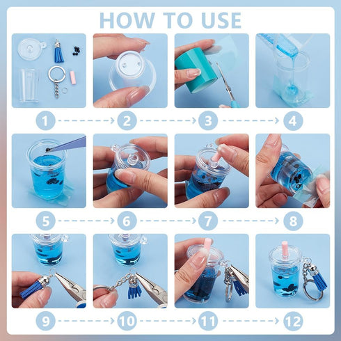 OLYCRAFT 204pcs Mini Cup Keychain Kit Bubble Tea Accessories Set Pendant Charms with Rings Tassels Straws for DIY Earring Making...