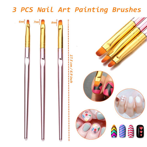 6PCS Nail Art Liner Brushes Set, UV Gel Acrylic Nail Art Drawing Painting Brushes Rose Gold Handle French Stripe Lines Painting Nail Pens...