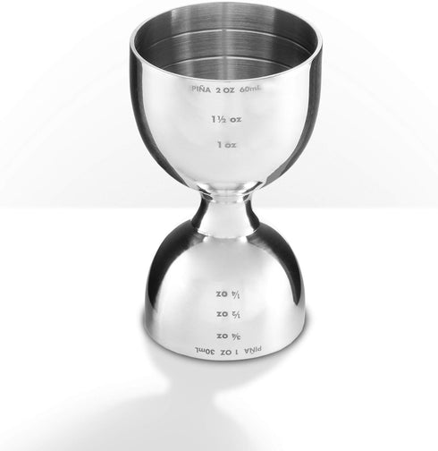 Piña Barware Stainless Steel Commercial 2oz. / 1oz. Bell Style Measuring Jigger Bar Tool - Mirror Polished Finish, One Jigger...
