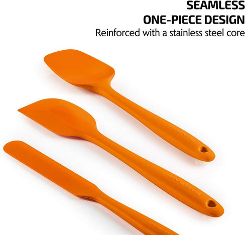 OVENTE Set of 5 Silicone Spatula , Food Grade Rubber Spatulas Heat Resistant w/ Stainless Steel Core & Seamless Design, Non Stick Rubber Spatula f...