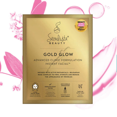 Seoulista Beauty® Advanced Clinic Formulation Gold Glow Instant Facial™ 30ml | Anti-Ageing Face Sheet Mask | Dermatologist Created Korean Skin Car...