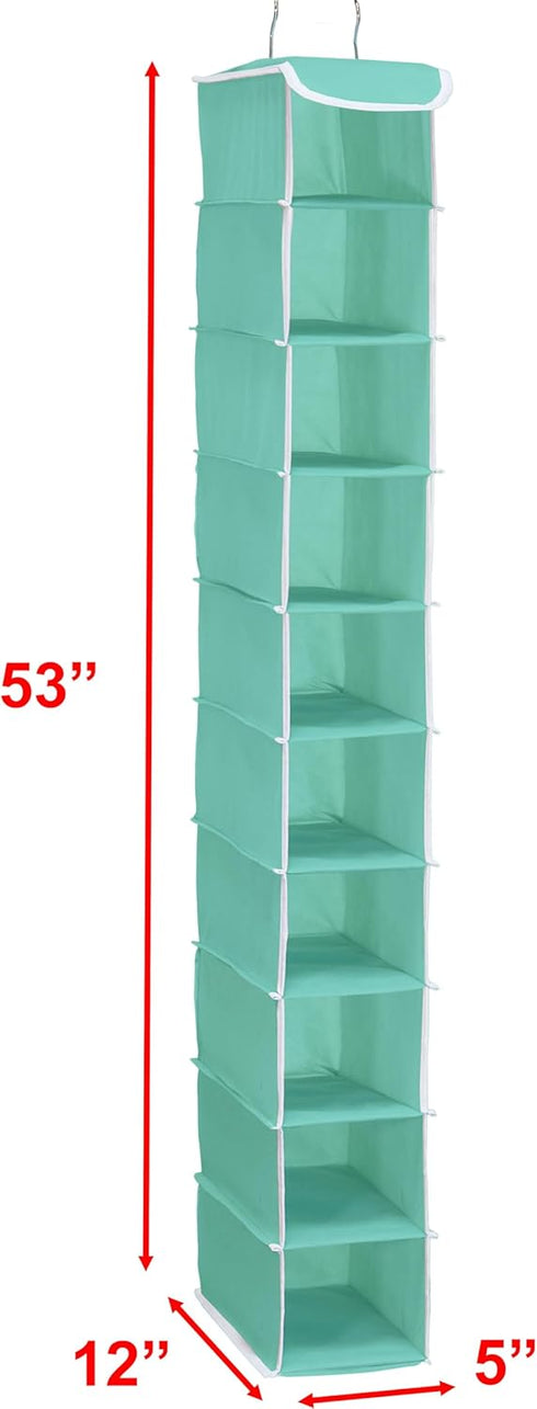Simple Houseware 10 Shelves Hanging Shoes Organizer Holder for Closet, Turquoise...