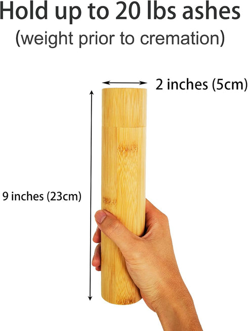 Small Bamboo Scattering Urn Tube for Human Ashes, 9’’X2’’ ECO & Biodegradable Friendly Mini Bamboo Spreading Cremation Tube Urn for Adult Male Fem...