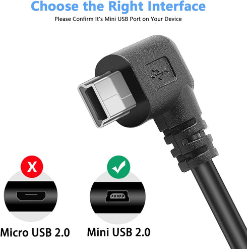 PASOW Mini USB Charging Cable USB 2.0 A-Male to Mini-B Car Vehicle Power Charger Adapter Cord for Dash Cam Rearview Mirror Cam Backup Camera (11.5...