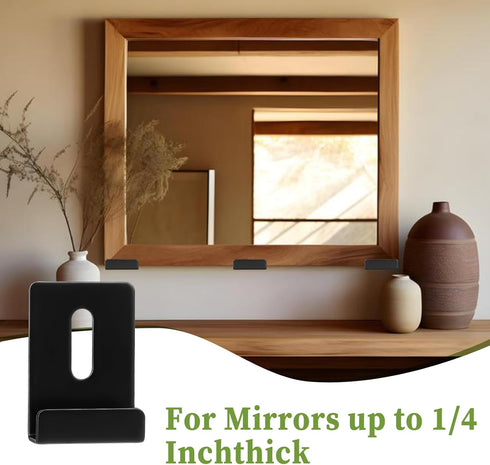 6 PCS Mirror Brackets for Hanging on Wall, Stainless Steel U Wall Mounted Mirror Hanger Fastener Bracket with Screw Heavy Mirror Mounting Hardware...