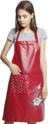 PU Kitchen Oil and Waterproof Aprons for Women with Pocket for Cooking Washing...