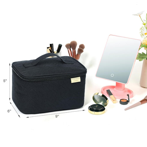 NISHEL Travel Makeup Bag Women, Cosmetic Organizer Case, Portable Travel Essentials Case for Travel-Size Accessories Bottles, Brushes, and Skin Ca...