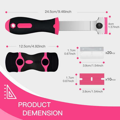 DEKEones Razor Blade Scraper, 2 PCS Razor Scraper Tool for Removing Label, Registration Sticker, Tint, Grease from Windshield, Appliance, Glass?Pi...
