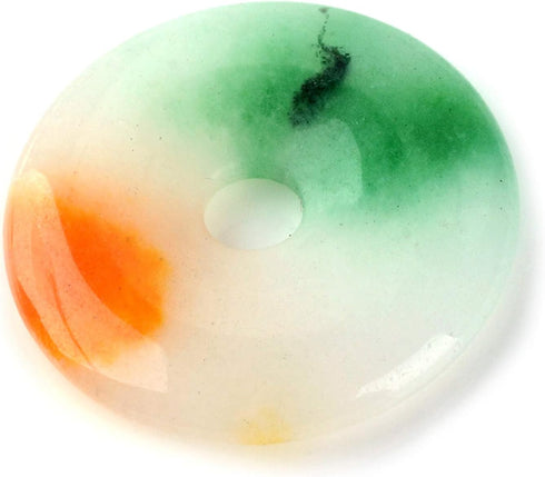 FASHEWELRY 10Pcs Natural Jade Stone Donut Charms Pi Disc Gemstone Pendants 20-25mm Polished Colored Healing Chakra Flat Round Gems Beads Charm for...