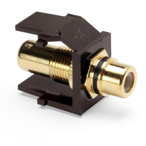 Leviton QuickPort RCA, Gold-Plated Connector with Black Stripe, 40830-BBE, Brown...
