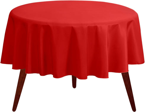 Gee Di Moda Round Tablecloth - 132 Inch Red Round Table Cloth for 72 to 96 Inch Round Tables - Heavy Duty Washable Fabric - for Buffet Table, Holi...
