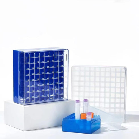 Cryogenic Storage Box - Polycarbonate Freezer Boxes,Blue/81 Place, for Storing 1.5-2.0 mL Cryotubes (Pack of 1)...
