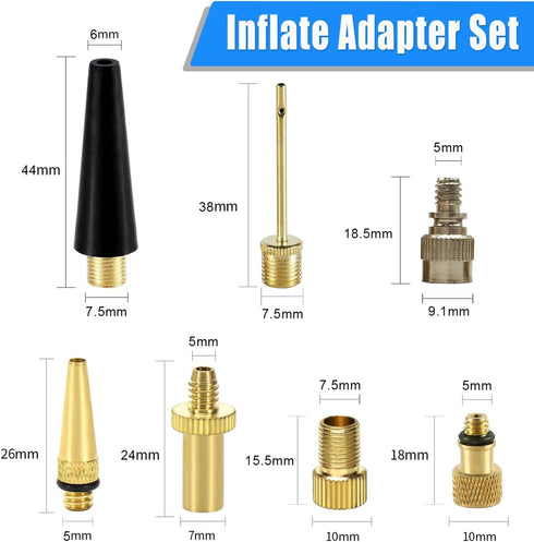 Bike Inflate Valve Adapter Set, Convert Presta to Schrader, Schrader to Presta, Presta to Presta, Tire Valve Extension fit DV SV AV FV Valves (7 P...
