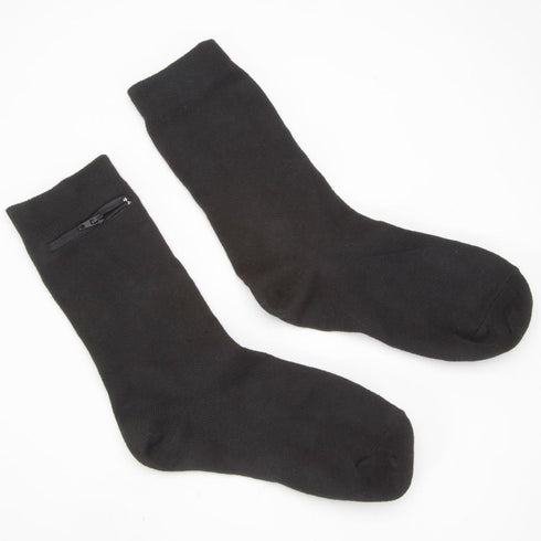 Black Dress Socks With Hidden Zipper Pocket-Cotton/Spandex Fits Men Sizes 7-12 2-pairs...